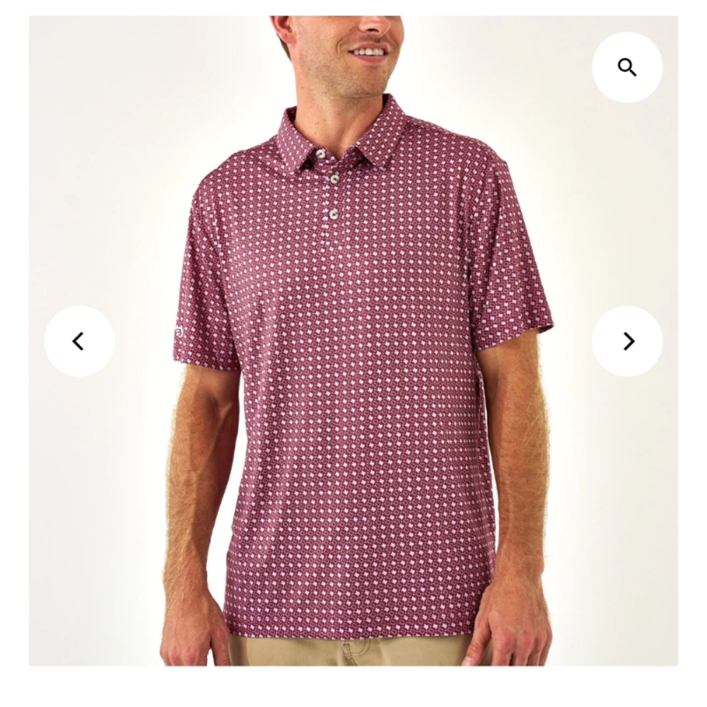 NWT BURLEBO Maroon Geometric Polo Shirt Size M